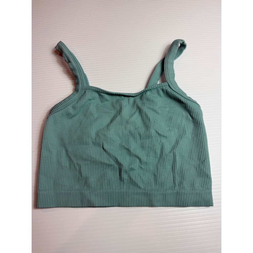 Colsies Womens Ribbed Crop Top Sleeveless Teal Green Casual Tank Top S